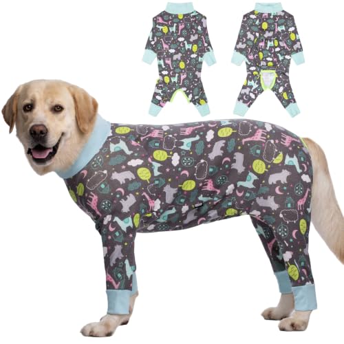 Image of kzrfojy Dog Recovery Suit for Dogs After Surgery Female Male Medium Large Dog Neuter Spay Onesie for Shedding Prevent Licking Surgical Wound Dog Cone Alternative Giraffe