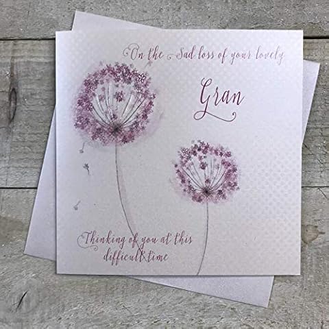White Cotton Sympathy Handmade Card for Gran Cover