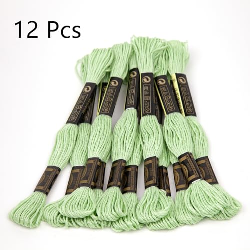 Image of 12 Skeins Premium Egyptian Embroidery Floss 9 Yards Each Egyptian Long Fiber Cotton Cross Stitch Thread for Embroidery Projects Bracelet. (12, Deep Brown)