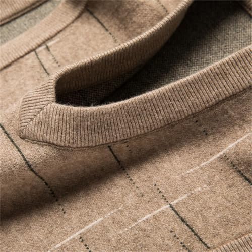 Men Winter Vintage Wool Knit Plus Size Thick for Basic V Neck Plaids Sleeveless Sweater Vest3