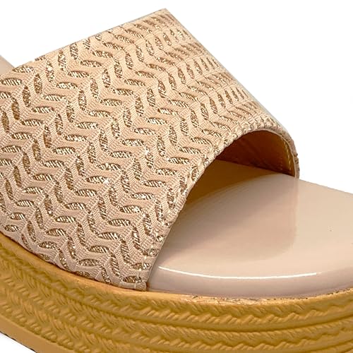 Image of WFS Women's Black 2.5 Inch Wedge Heel Slip-On Fashion Sandals - Shimmer Finish