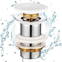 Valvula Automatica Fregadero Blanco OTOmitra Desague Lavabo, Tapones de Desagüe Lavabo, Válvula de Desagüe Pop-Up sin Rebosadero, Pop-Up Válvula Desagüe, Valvula click clack lavabo blanca, Válvula Desagüe Fregadero