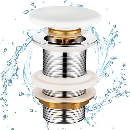OTOmitra Desague Lavabo, Tapones de Desagüe Lavabo, Válvula de Desagüe Pop-Up sin Rebosadero, Pop-Up Válvula Desagüe, Valvula Click clack Lavabo Blanca, Válvula Desagüe Fregadero