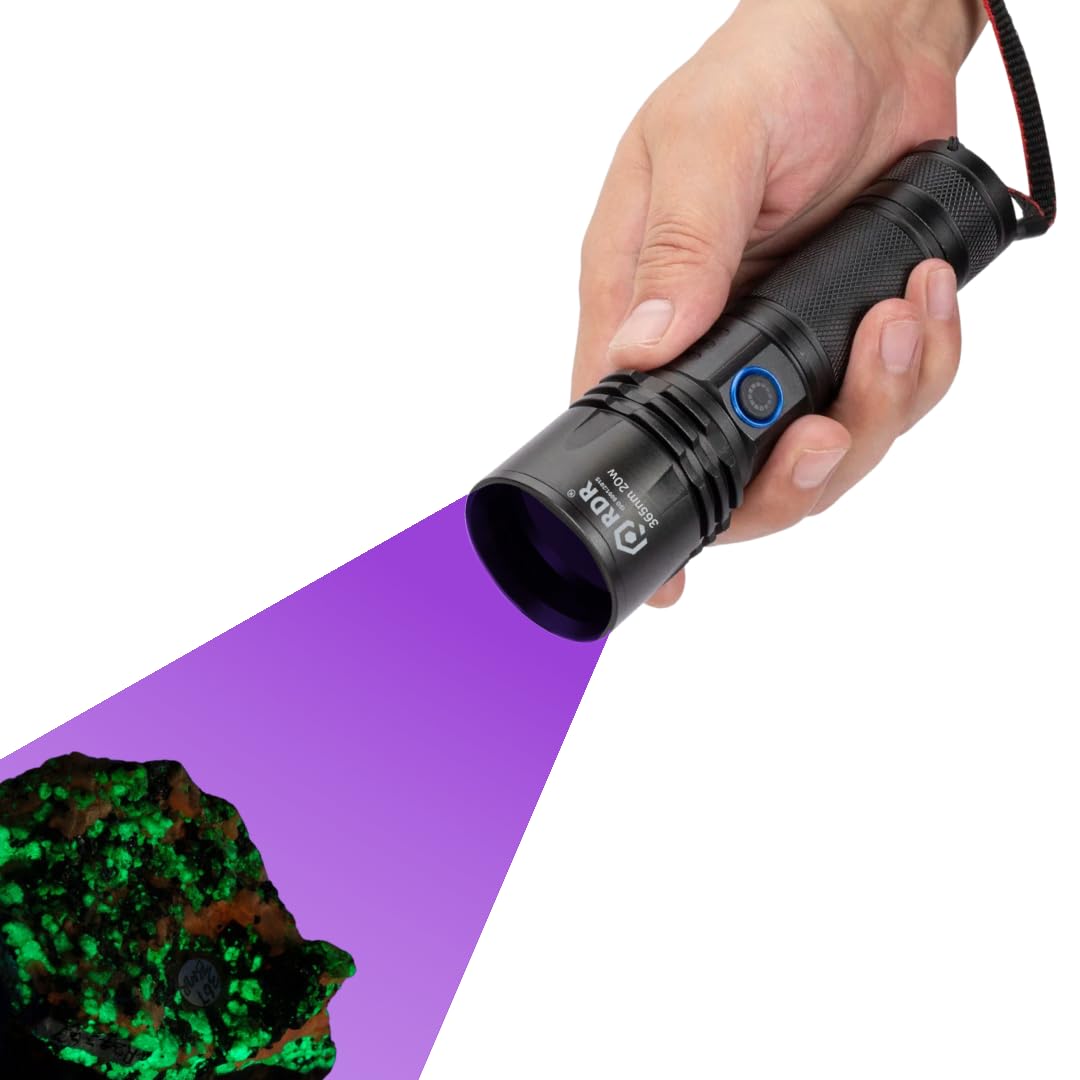 RDR Brand 20 Watt 365nm uv (Ultra Violet) 365 nm Black Filter Glass Flash Light Torch with Rechargable Lithium ion Cell and Cable (20 watt)-image-38