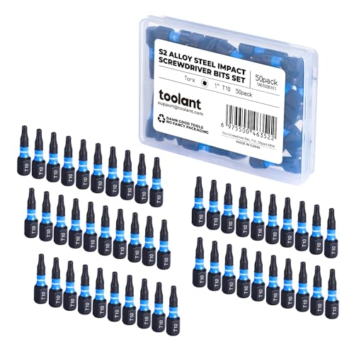 toolant 50PCS T10 1 Impact Torx Bits S2 Steel Security Torx