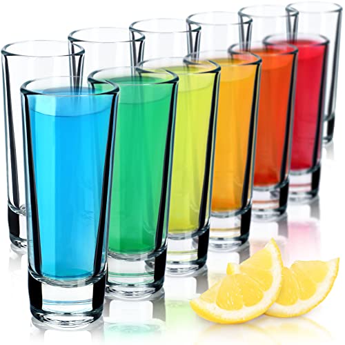 KADAX Bicchierini da liquore in vetro di sodio e calcio, lavabili in lavastoviglie, bicchierini da liquore con fondo spesso per whisky, tequila, vodka (trasparente, 12 pezzi)