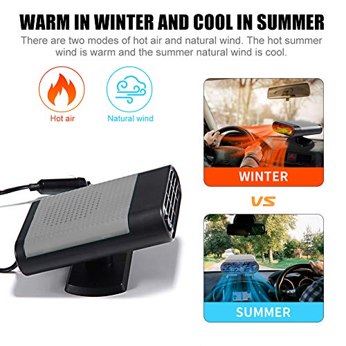Portable Car Heater, JINGOU 12V 150W Car Winter Windscreen Window Defroster Demister Plug in Cigarette Lighter, 360 Degree Rotating Fast Heating and Cooing Defogger, Easy Defrost Defog Snow Removal