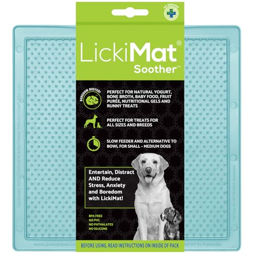 LickiMat Classic Soother, Dog Feeding Mat for Boredom and Anxiety Relief, Ideal for Food, Treats, Yoghurt or Peanut Butter, Lick Mats, Fun Alternative to a Slow Feeder Bowl, Mint