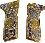 Custom for Beretta 92 96 Grips, Metal Grips Full-Size with Gold Nickel Plated, Matching Free Screws, No modifications Required