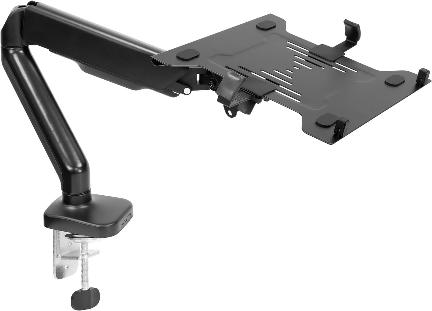 Rife Laptop Desk Mount, Swivel Stand with Gas Spring, Height Adjustable Holder for 11–17 inch MacBook, Dell, HP – Black