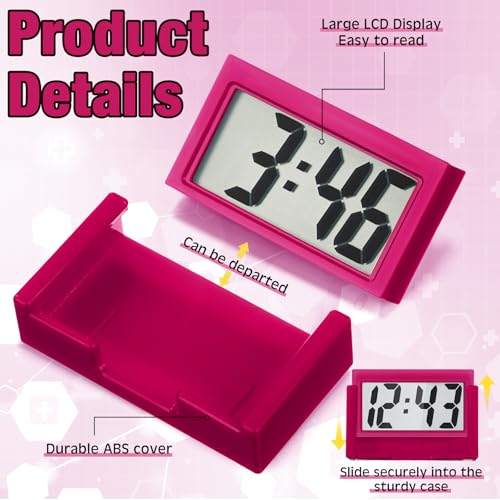 Image of Frienda 6 Pieces Mini Digital Clock Small Digital Clock Stick on Battery Operated Self Adhesive Bracket for Car Dashboard Fridge (Red)
