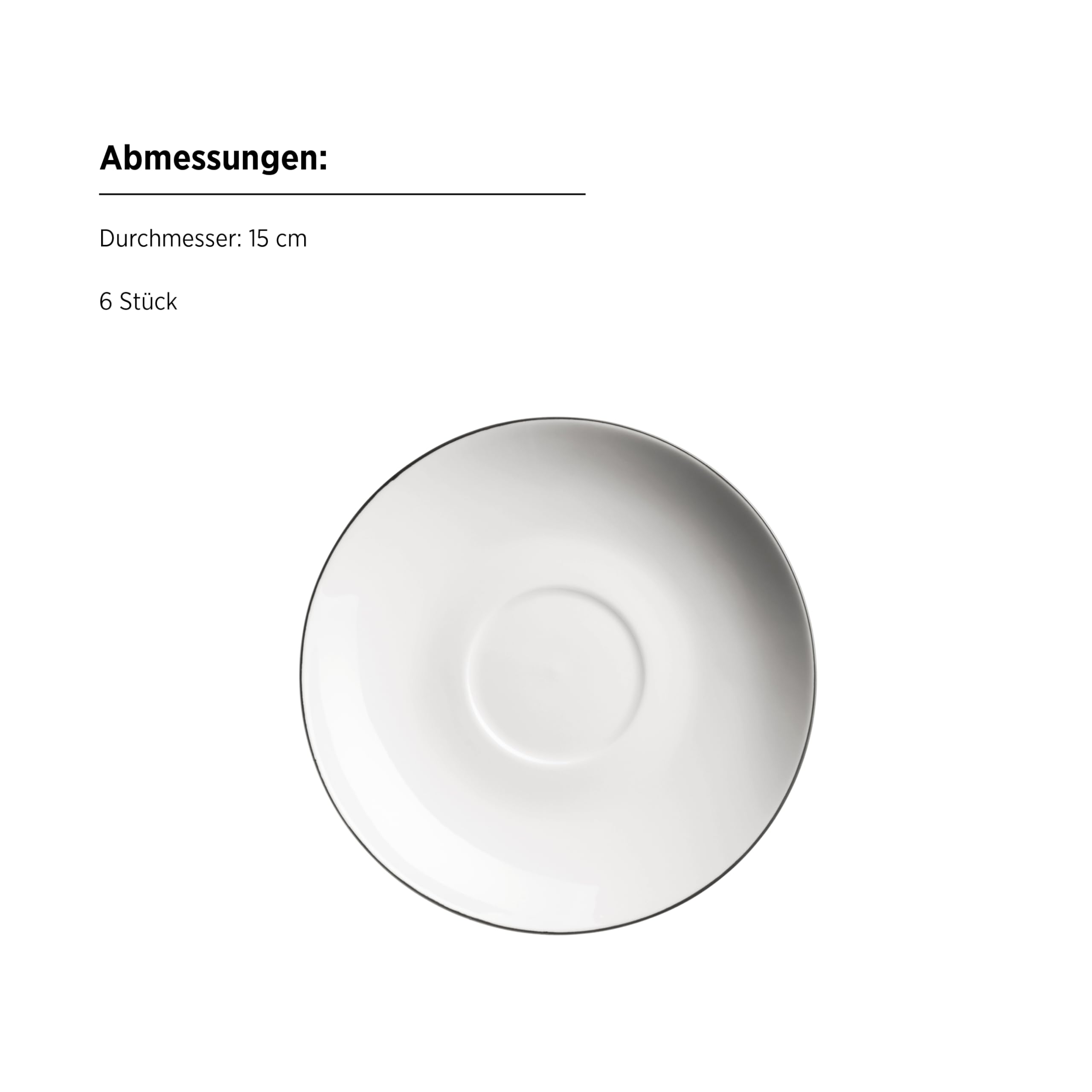 MÄSER Serie Felise, elegantes Kaffeegeschirr für 6 Personen, zeitlos, mit schwarzem Rand, Porzellan, weiß