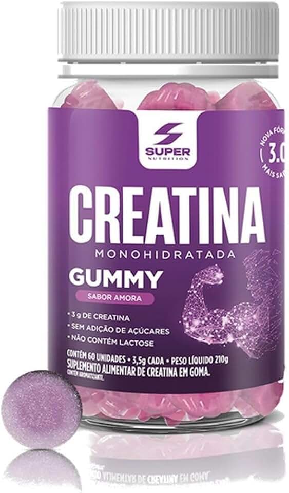 Super Gummy Creatina 60un sabor Amora SUPER NUTRITION