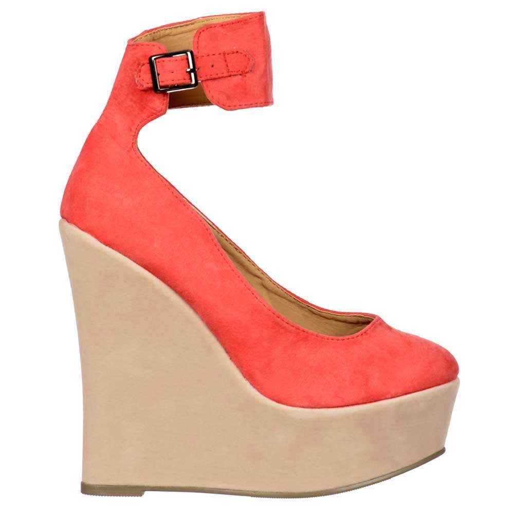 Women's Two Tone Platform Buckled Ankle Strap Suede vWedge