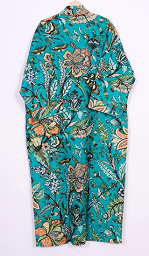 Image of Pure 100% Cotton Robe For Womens Bathrobe Dressing Gown Long sleepwear Free Size Kimono