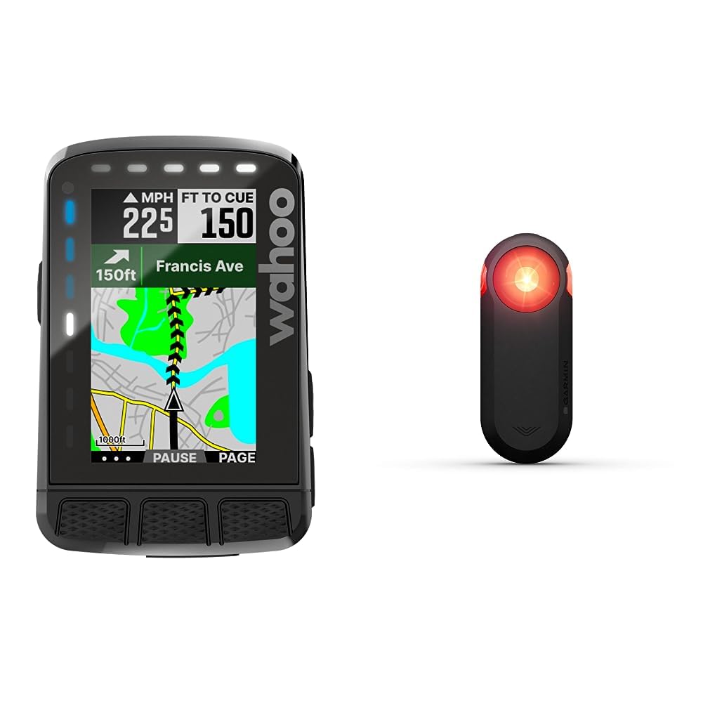 Wahoo ELEMNT ROAM V2 GPS Bike Computer and Garmin 010-02376-00 Varia  RTL515, Cycling Rearview Radar with Tail Light