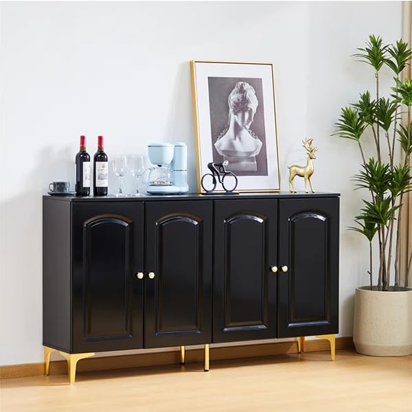 Heera Moti Oldstyle Sideboard Black MDF Board TV Stand, Console Table and Storage Cabinet,with Soft Close Shutters (Small)-image-17