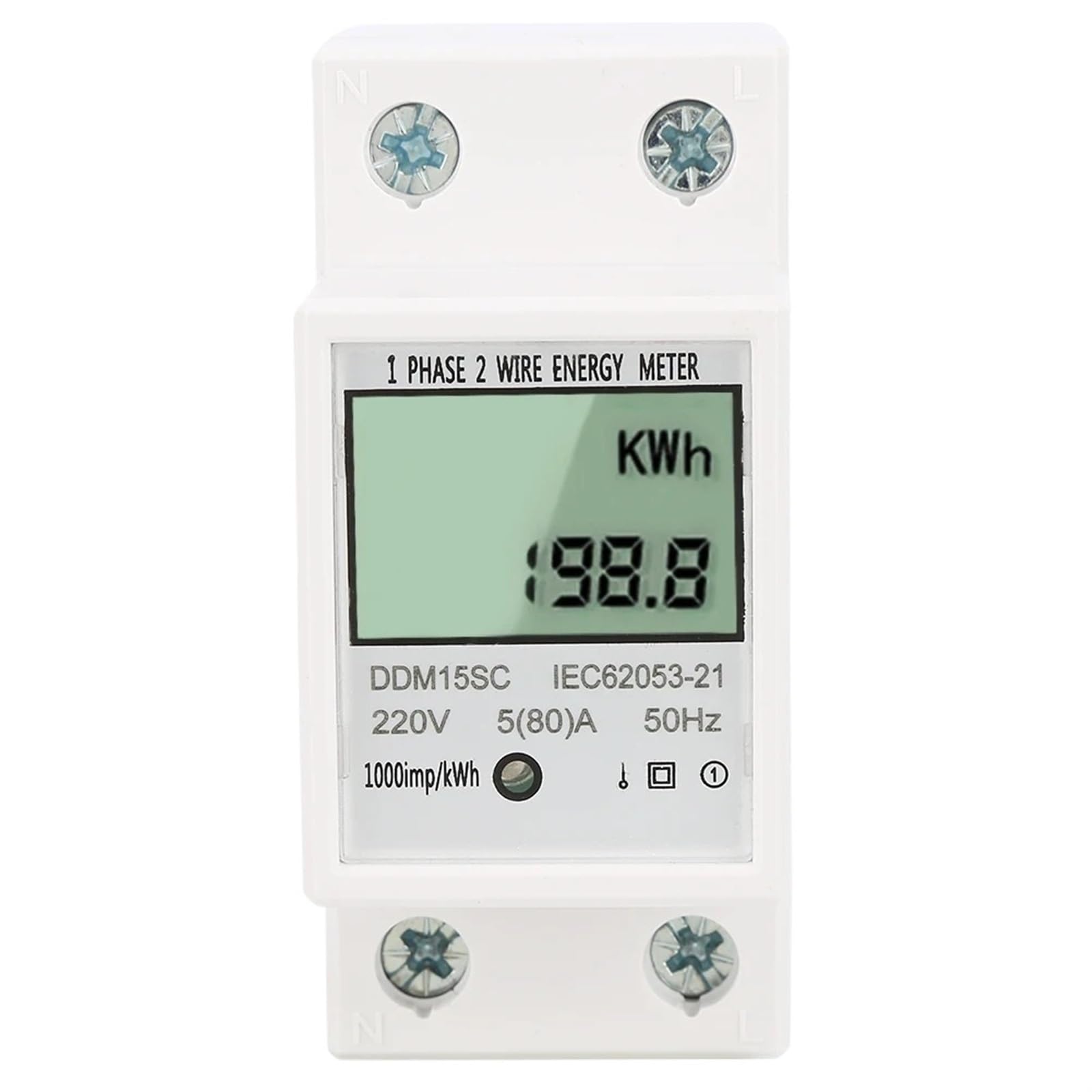 Compteur d'énergie électronique KWh monophasé Din Rail 5-80A - 4