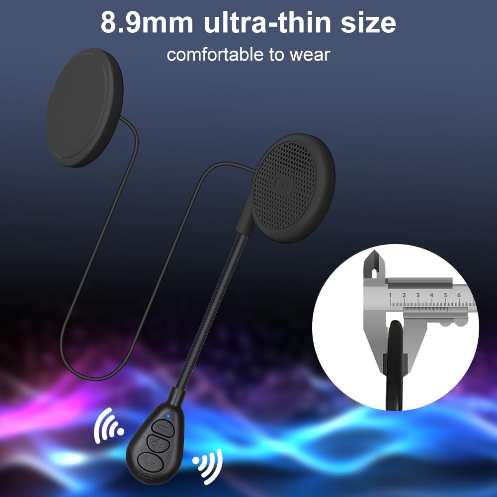 OBEST 0,35 Zoll Bluetooth Helm Headset, Motorrad Headset Bluetooth 5.0, Ultradünne und Komfortable Freisprecheinrichtung, Geeignet für Reiten/Skifahren/Klettern und andere Outdoor-Sportarten