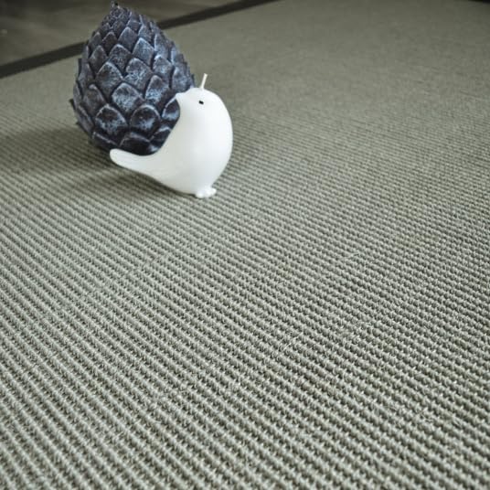 Tapis sisal Yucatan gris acier - Ganse coton anthracite - 200 x 200 cm