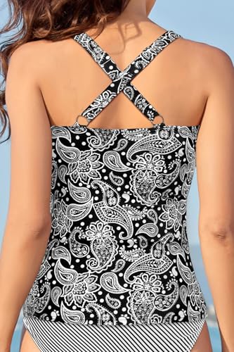Image of Women Underwire Tankini Top Only - Twist Front V Neck Bathing Suit Swim Top Tummy Control Cross Swimsuit 2026