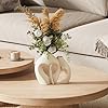 Zormon White Vases for Decor, Heart Shaped Ceramic Vase Set of 2, Nordic Heart Shaped Vases, Minimalist Decorative Vase for Table Centerpiece Wedding Dining Living Room Office House Decoration #1