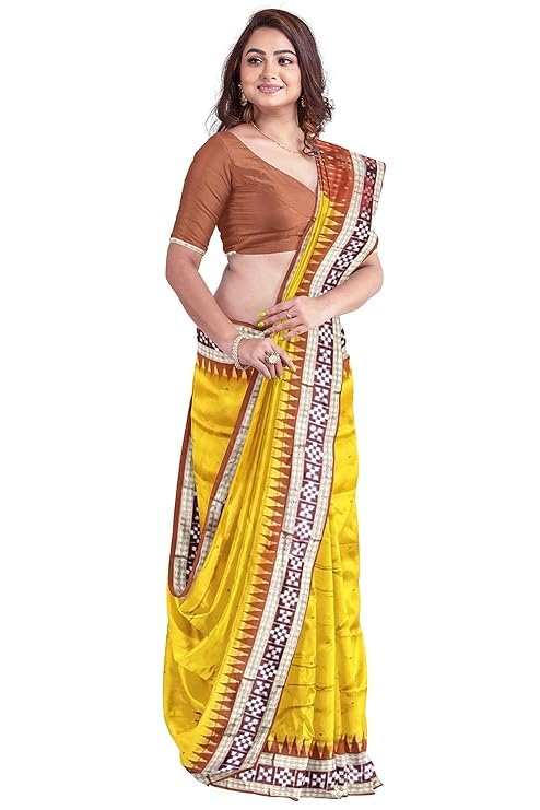Image of Handmade Pure Bomkai Silk Saree Khandua Natural Silk Ikkat Saree For Women /Ethnic Wear /Traditonal Saree /Handloom Saree With Regular Fit Blouse Piece