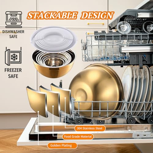 Set de 7 tazones dorados para mezclar con accesorios de cocina miniatura 6