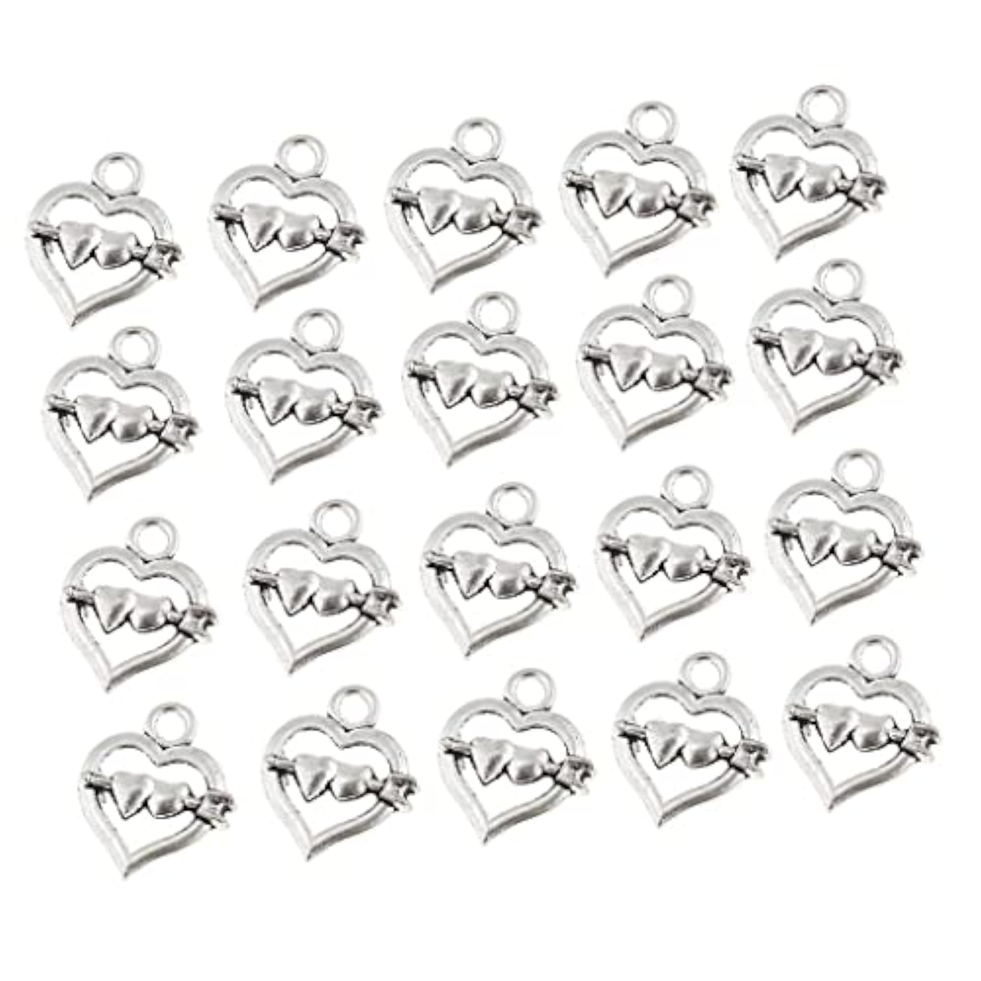20x Love Heart Design Charms Pendant for DIY Jewelry