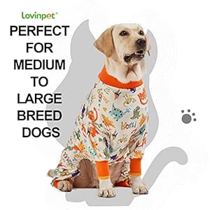 LovinPet Dog Onesie, Large Dog Pajamas, Anti-Licking, Post-Surgery Recovery Clothes, Lightweight Stretch Jersey Knit Jurassic Blue Prints - UV Protection/3XL LovinPet Dog Onesie Large Dog Pajamas Anti Licking Post Surgery Recovery Clothes Lightweight Stretch Jersey Knit Jurassic Blue Prints UV Protection3XL