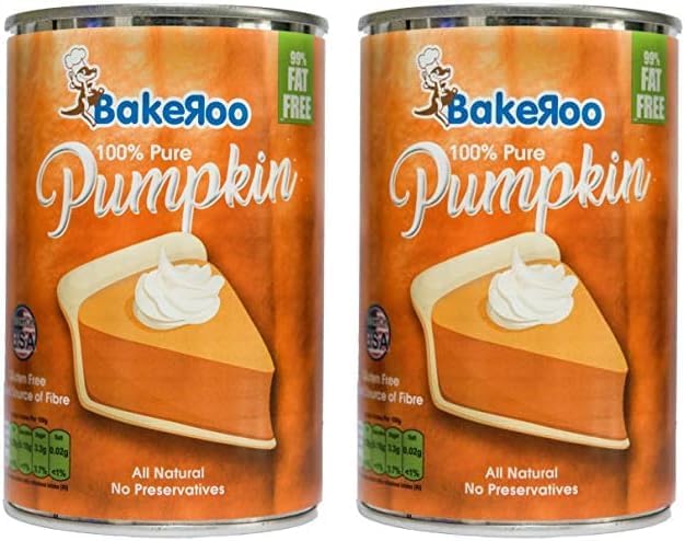 Bakeroo Tinned Pumpkin Puree (Pumpkin Pie Filling), 100% Natural - 425g (Pack of 2)