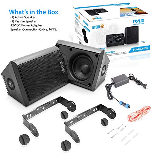 Pyle Pair Of Wall Mount Waterproof & Bluetooth 6.5'' Indoor/Outdoor Speaker System, With Loud Volume And Bass. (Pair, Black. Pdwr62Btbk) #TOP7