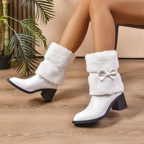 Bottines d'hiver confortables à col synthétique isolant et enfilage rapide