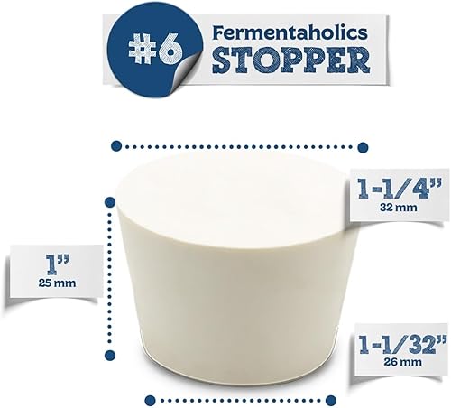 Miniatura 8 de Tapones de goma de fermentación Tapones sólidos - Tapón de goma #7.5 - Paquete de 4