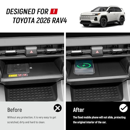 Bercicci Wireless Charging Anti-Slip Mat Compatible with Toyota 2026 RAV4 LE SE XLE XSE Limited Hybrid Accessories Black Silicone Material Center Console Organizer Protective Pad by Bercicci - Image 2