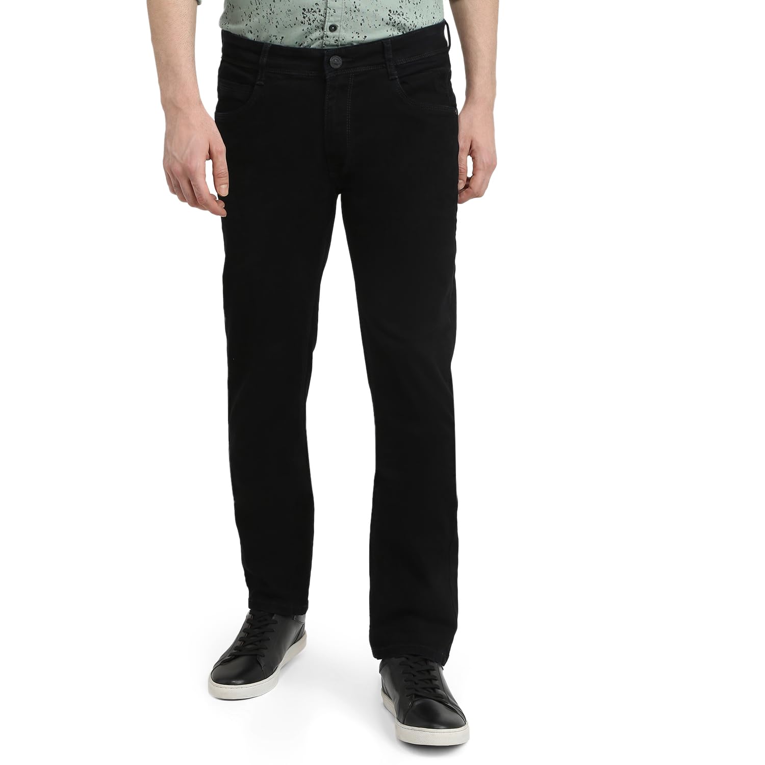 parx Men Low Rise Tapered Fit Dobby Pattern Cotton Polyester Blend Flat Front Jeans-picture-41