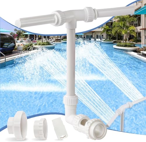 Cascada de piscina, accesorio de piscina ajustable con doble pulverización, cascada de piscina con adaptador, aireador para temperaturas de agua fría y caliente