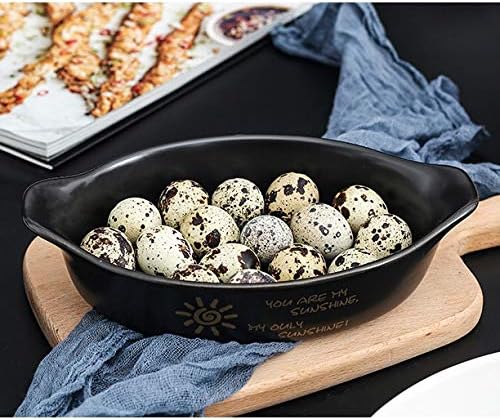 ABFJL カラフルなセラミックベーキングプレートデザートボウルラメキンベイカーラウンドディナープレートハンドル付きパスタ料理家庭用