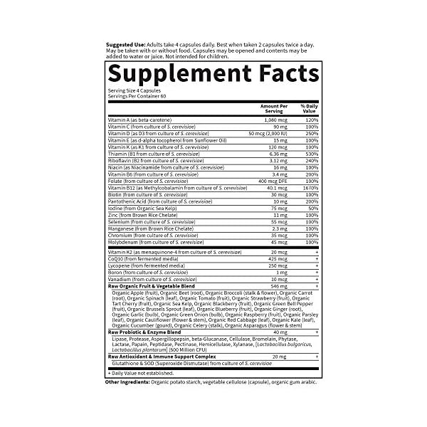Garden of Life Multivitamin for Men - Vitamin Code 50 & Wiser Men's Raw Whole Food Vitamin Supplement with Probiotics, Vegetarian, 240 Capsules