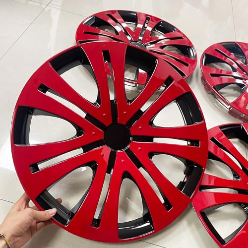 Image of Bright Red Hubcap Wheel Cover Replacement Kit 16 inch Hub Caps Wheel Rim Cover Car Exterior Accessories Pack of 4, 16 Inches