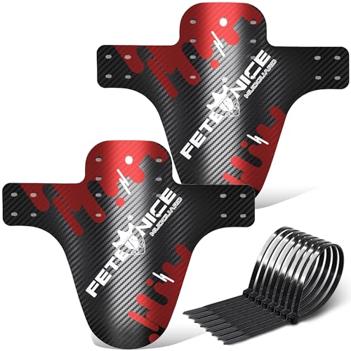 FETESNICE 2 Piezas de Fibra de Carbono Textura MTB Bicicleta Guardabarros Delantero Trasero DH Ciclismo 24/26/27,5/29...