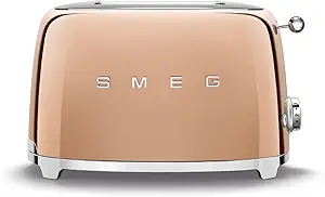 Smeg TSF01RGUS Limited Edition 50's Retro Style Aesthetic 2 Slice Toaster Rose Gold, Copper