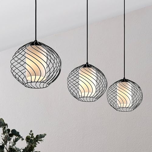 Lámpara de techo negra Cedrice con 3 casquillos E27 para iluminar 2