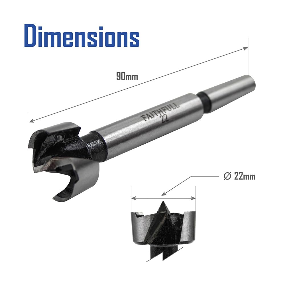 Faithfull FAIFOR22 Forstner Bit for Hardwood Softwood, Drilling, Boring, Straight, Angled, Overlapping, Pocket holes - 22mm - Image 2