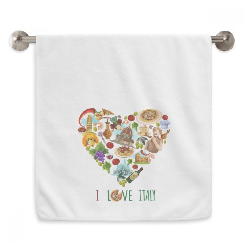Serviette Tour de Pise Rome Colisée blanche 33x74 cm pour la toilette du visage