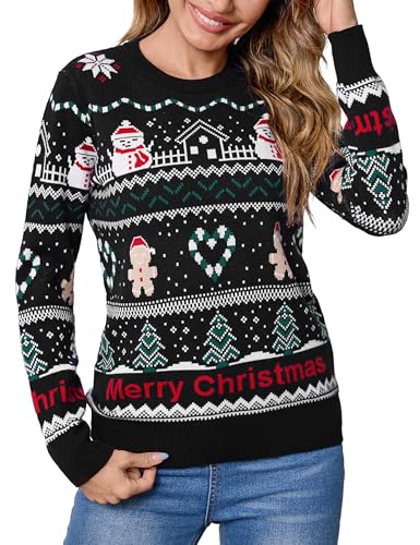 Bresdk Weihnachtspullover Damen Hässliche Xmas Strickpullover Winter...