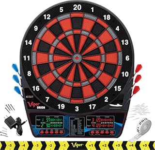 Viper Orion Electronic Dartboard, Two Large Scoreboards, Dual Color LCD Cricket Displays, Voice Scoring, Red Black and Silver Segments, Built in Storage for Darts and Tips, 43 Games 300 Options