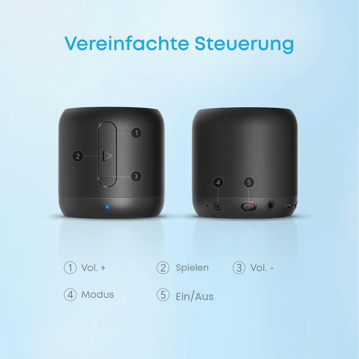 Anker Soundcore mini Bluetooth Lautsprecher mit 15 Stunden Spielzeit, Fantastischer Sound, 20 Meter Bluetooth Reichweite, FM Radio und intensiver Bass(Schwarz)