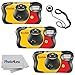 Kodak Fun Saver Single Use Camera / 27 Exp Roll - Qty 3 + Lens Cap Holder + Cloth