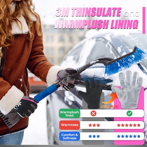 Image of HANDLANDY Winter Work Gloves, 3M Thinsulate Waterproof Insulated Gloves, Warm Ski Glove for Shoveling Snow Outdoor, Gifts for Women